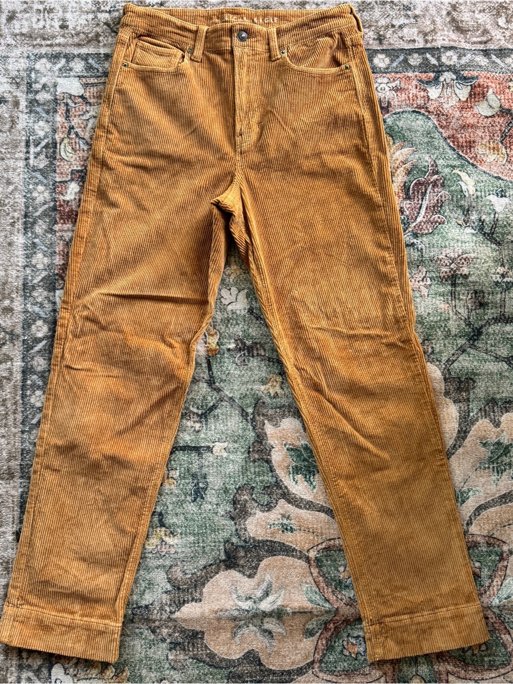 American Eagle Corduroy Skinny Pants Mustard Brown Super Stretch Womens Size 8